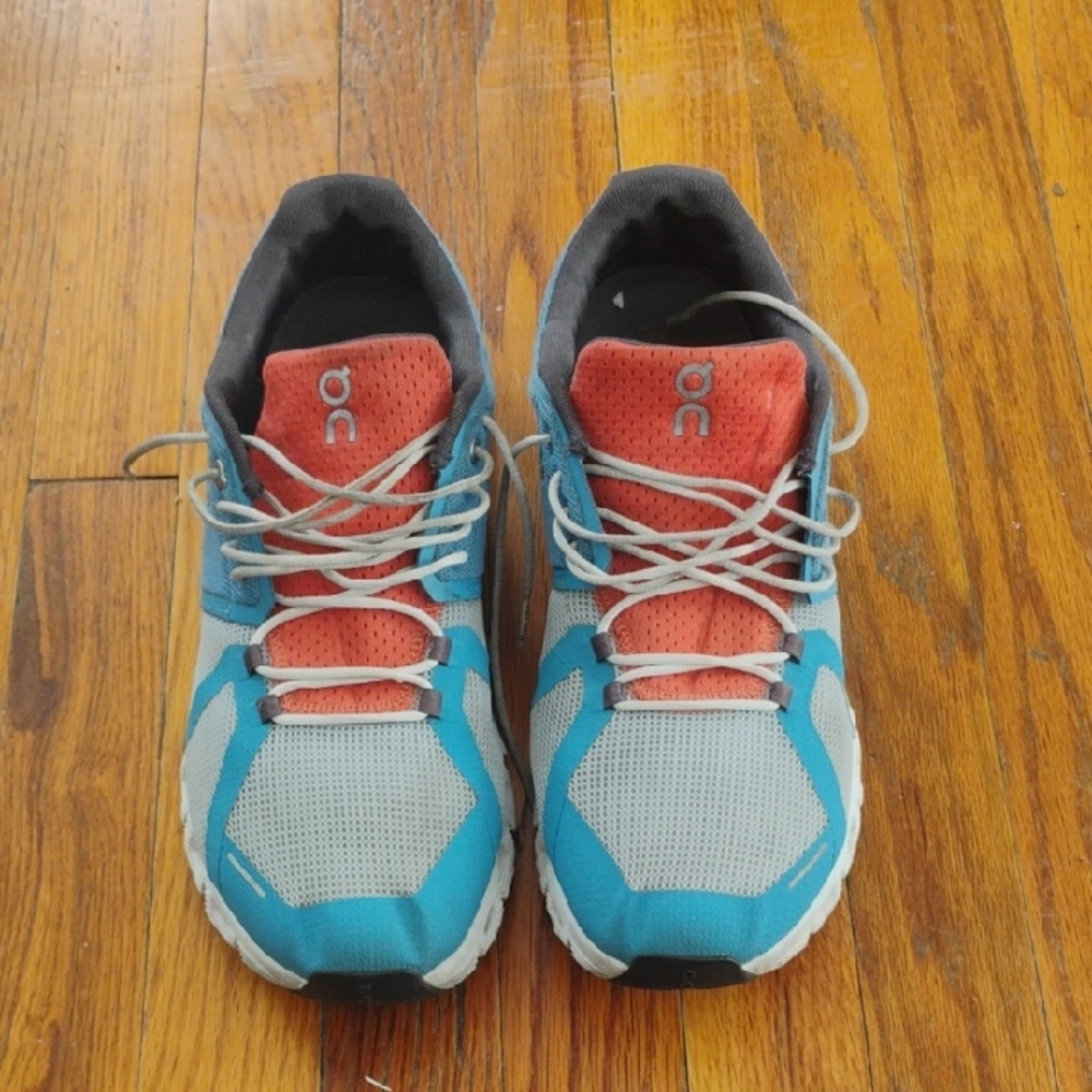 On Running Teal and Coral Sneakers